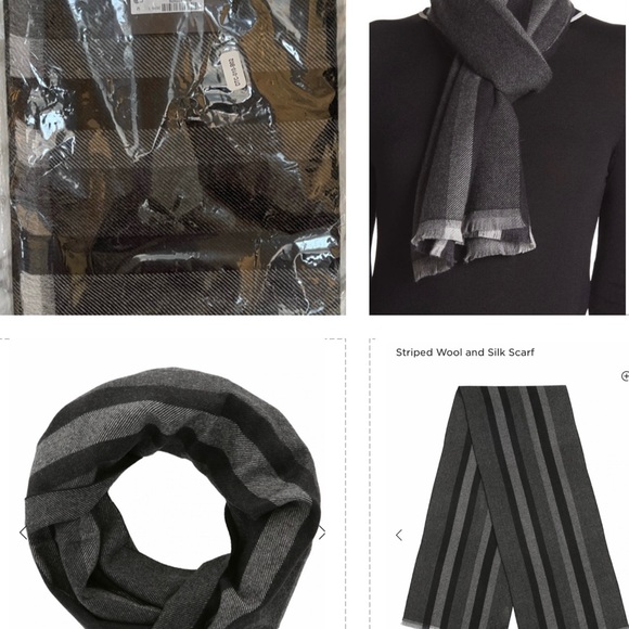 GUCCI UNISEX DARK & LIGHT GREY PLUS BLACK STRIPED SOFT 100% LANA WOOL SCARF - Picture 9 of 12